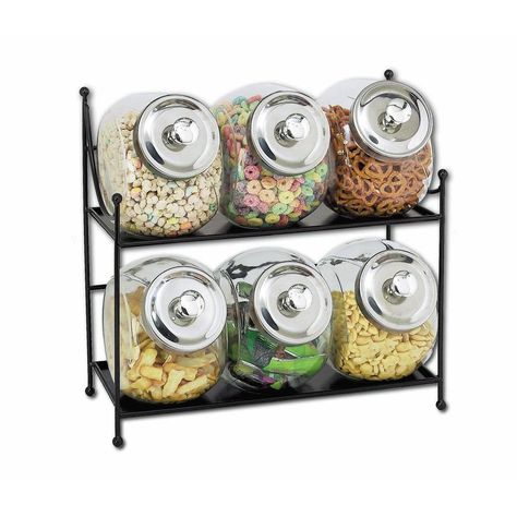 AmazonSmile: Glass Jar Display Rack, Black Metal with Six 1/2 gal Clear Glass Jars - 16 3/4"W x 7"D x 15"H: Industrial & Scientific Snack Jars Display, Candy Jar Display, Dollar Tree Candy Jar, Apothecary Jars Kitchen, Cardboard Display Stand, Snack Display, Jar Display, Gallon Jars, Point Of Sale Display