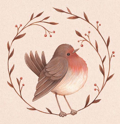 Robin Bird Drawing, Nina Stajner, Robin Illustration, House Finch, Bird Drawing, Bird Watercolor, Robin Bird, Bird Drawings, Watercolor Bird