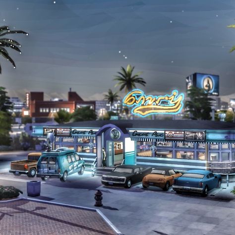 Joe’s Diner American Diner in Del Sol Valley Second build for #ts4travelinthe50s Collab hosted by (the amazing) @pandora.sims4 I wanted to try so hard to build a diner in Del Sol Valley, so I decided, last week, to make this one as a second build for this amazing collab with so many talented simmers !! If you haven’t seen this collab yet, PLEASE, check it out ! #ts4 #thesims #thesims4 #delsolvalleysims4 #simstagram #simstagrammer #lessims #lessims4 #lessims4fr #sims #sccregram @thesims... Sims 4 Diner, Sims 4 Del Sol Valley, American Diner, Dreamy Room, The Sims4, I Decided, Sims 4, Diner, Check It Out