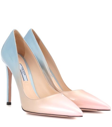 Prada Wedding, Pink Leather Shoes, Blue Pumps, Pink Pumps, Colorful Shoes, Leather Sandals Flat, Blue Heels, Pink Heels, Prada Handbags