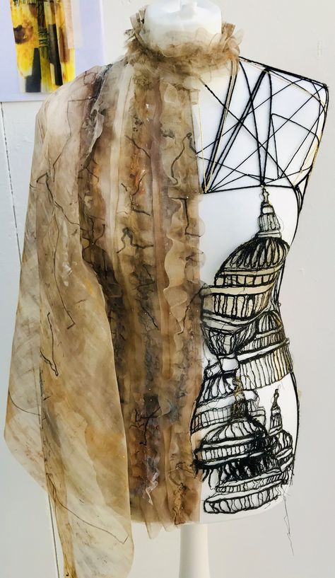 Decay Inspired Fashion, Gcse Textiles Architecture, Textiles Inspired By Architecture, Textiles A Level Final Piece, Gcse Art Textiles Final Piece, Places And Spaces Textiles, Fragments Textiles Gcse, Gcse Textiles Final Piece, Textiles Final Piece