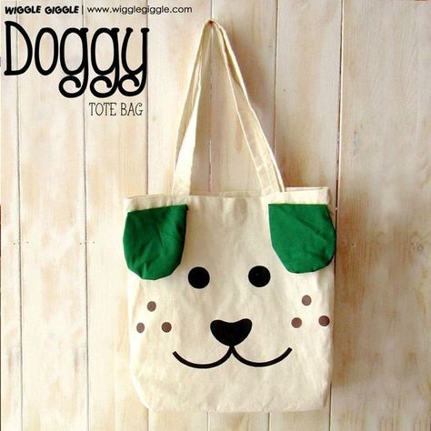 Tote Bag Diy Design, Diy Bag Painting, Kids Tote Bag, Handmade Fabric Bags, Sewing Machine Projects, Dog Tote Bag, Diy Bag Designs, Painted Tote, Dog Tote