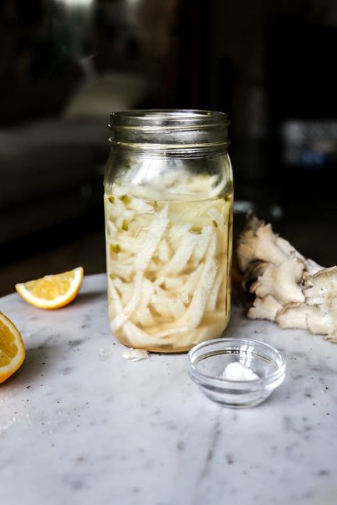 Easy Pickled Jicama with Jalapeno Lime and Cayenne - Eating Works Pickled Jicama, Jimaca Recipes, Pickled Peppers Recipe, Cayenne Pepper Recipes, Preserving Peppers, Mexican Vegetables, Pickled Peppers, Mango Lassi, Artisan Food