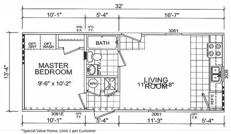 Thrifty 14 X 32 427 sqft Mobile Home | Factory Expo Home Centers Single Wide Mobile Home Floor Plans, Best Modular Homes, Single Wide Mobile Home, New Manufactured Homes, Shed Tiny Home, Mobile Home Floor Plans, Manufactured Homes For Sale, Oregon House, Champion Homes