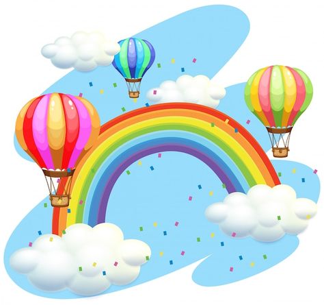 Vector balloons flying over the rainbow | Premium Vector #Freepik #vector #vacation-background #holiday #aircraft #summer-travel Illustration Rainbow, Flying Illustration, Balloons Illustration, Door Illustration, Flying Balloons, Rainbow Illustration, Kindergarten Interior, Balloon Illustration, Balloon Painting