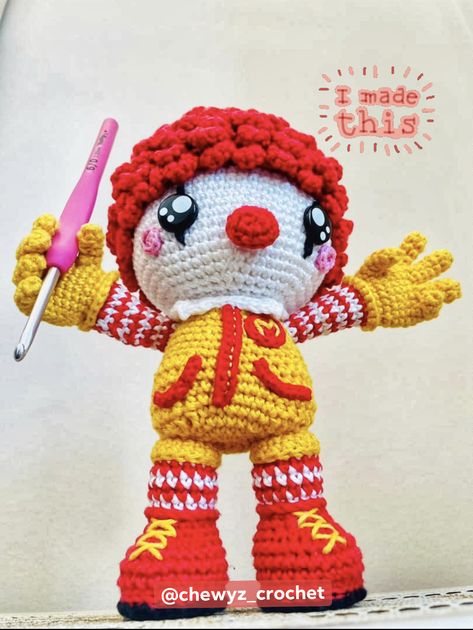 Handmade & pattern by me. Find me @ FB: ChewyzCrochet || IG: chewyz_crochet Chicken Nugget Mcdonalds, Crochet Mcdonalds, Crochet Chicken Nugget, Crochet Chicken, Chicken Nugget, Fun Crochet, Fun Crochet Projects, Chick Fil A, Chicken Nuggets