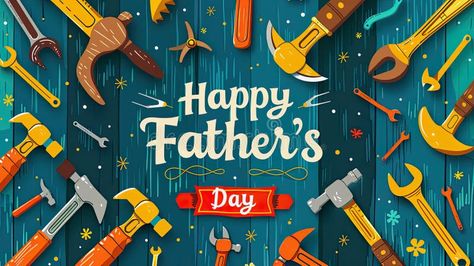 Happy Father&#x27;s Day text with Hand Tools on Wooden Background Design for Card or Poster royalty free stock photography Happy Design, Wooden Background, Stock Photography Free, Happy Father, Happy Fathers Day, Background Design, Hand Tools, Stock Photography, Fathers Day