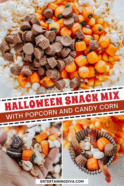 Spooktacular Halloween Snack Mix with popcorn, perfect for a fun Halloween party! This Halloween popcorn snack mix is the perfect for kids or a Halloween party dessert. Snack Mix With Popcorn, Halloween Trail Mix Recipe, Halloween Popcorn Mix, Homemade Halloween Treats, Halloween Party Desserts, Halloween Snack Mix, Easy Halloween Cookies, Easy Halloween Snacks, Popcorn Candy