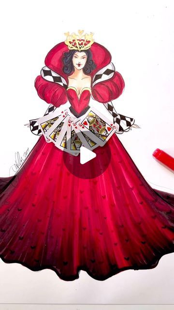 Rich Women Outfits, Holly Nichols, Alice In Wonderland Artwork, Wonderland Artwork, The Queen Of Hearts, Fashion Design Sketch, Queen Fashion, Fashion Sketch, Heart Fashion