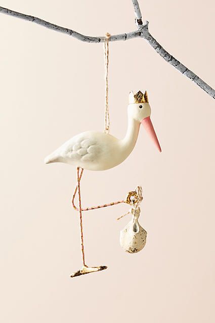 Anthropologie Stork Ornament #anthropologie #stork #ornament #baby #pregnant #pregnancyannouncement Baby Stork, Homemade Holiday Gifts, Vinyl Frames, Pregnancy Announcement Cards, Birth Announcement Girl, Baby Ornaments, Boho Baby Shower, First Christmas Ornament, Boho Baby