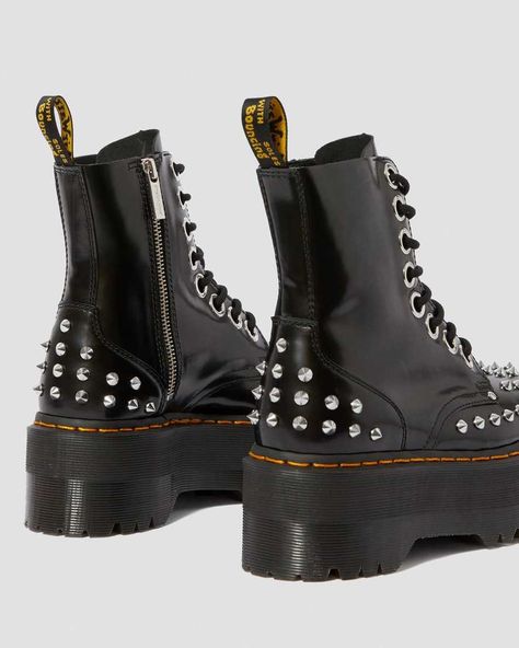 JADON MAX STUDDED PLATFORM BOOTS | Dr. Martens Dr Martens Jadon Max, Jadon Max, Dr Martens Men, Platform Boots Black, Dr Martens Jadon, Black Dr Martens, Goodyear Welt, Platform Boots, Dr. Martens Boots