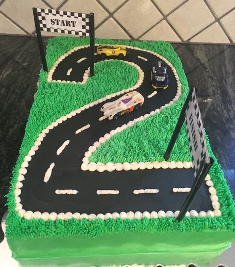 2nd birthday race car sheet cake Race Cars Cake, Birthday Cake Sheet, Two Fast Two Furious, Race Car Cake, Cake Sheet, Pastel Rainbow Cake, Cars Theme Cake, Race Car Cakes, Rainbow Cake Topper