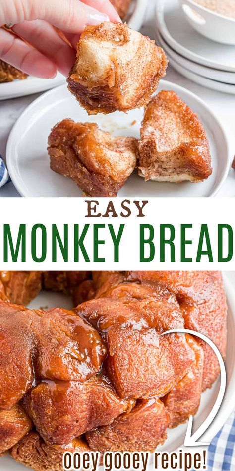 Turn refrigerated biscuits into the best Monkey Bread with this easy recipe. You only need 5 ingredients to make an amazing breakfast the whole family will love. Refrigerator Biscuits Recipes, Pilsbury Biscuit Recipes Sweet, Monkey Bread With Canned Biscuits Recipe, Monkey Bread Recipe With Biscuits, How To Make Monkey Bread, Grands Biscuit Recipes Dessert, Easy Monkey Bread With Biscuits, Monkey Bread With Frozen Dinner Rolls, Canned Biscuit Recipes Desserts