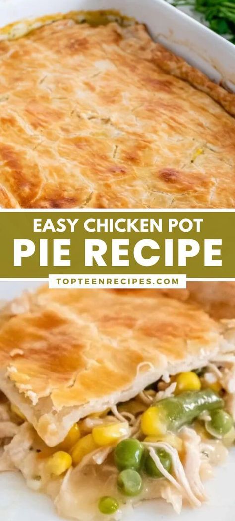 Easy Chicken Pot Pie Recipe - Top Recipes Pot Pie Recipe Easy, Easy Chicken Pot Pie Recipe, Comforting Meals, Best Chicken Pot Pie, Chicken Pie Recipe, Chicken Pot Pie Casserole, Homemade Chicken Pot Pie, Chicken Pot Pie Recipe, Pot Pie Recipe