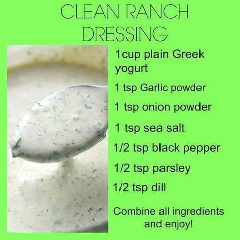 Clean ranch dressing Clean Ranch Dressing, Salad Dressing Recipes Homemade, 21 Day Fix Meals, Clean Eating Meal Plan, Dressing Recipes, Recipes Homemade, Eating Recipes, Slow Cooking, Salad Dressing Recipes