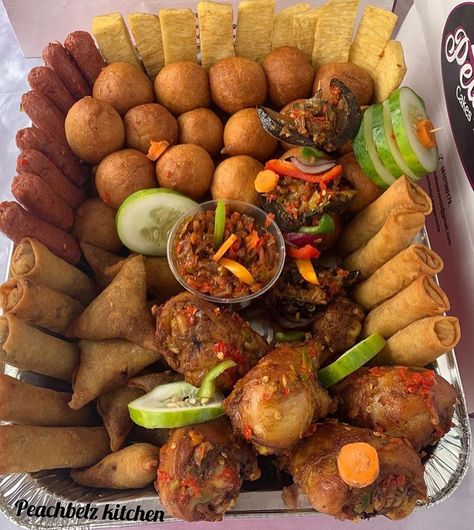 Small Chops Platter, Chicken Mayonnaise, Small Chops, Food Seasoning, Nigeria Food, Wedding Buffet Food, African Recipes Nigerian Food, Wedding Food Menu, Cabbage Carrot