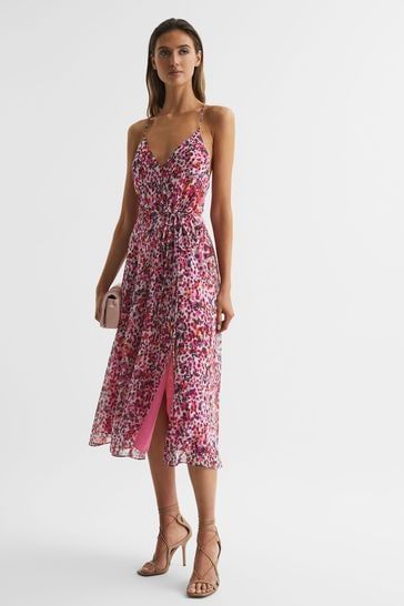 Reiss Pink Pippa Floral Printed Midi Dress Pippa Dress, Reiss Women, Midi Dress Pink, Floral Print Midi Dress, Pink Midi Dress, Dress Shapes, Printed Midi Dress, Midi Dress Bodycon, Floral Midi Dress