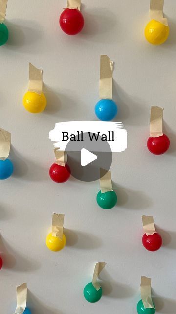 Melissa Kate on Instagram: "Ball Wall 🟢🔵🔴 painters tape at it again! Use some colored balls and tape them to the wall. For littles, they'll love pulling them off and placing in a basket. Older toddlers you could ask for specific colors too! I've linked the balls used in my profile but ball pit ones are perfect.  #kidsactivities #toddlermom #kidsactivityideas #kidsactivity  #toddlerplay #boymom #momsofinstagram #momtips #momtricks #toddler #indooractivities #indooractivitiesforkids  #toddlersofinstagram #toddlerfun #kidscraftideas #toddlercraftideas  #toddlercrafts  #momhack #asmr #playbasedlearning #preschoolactivities #preschoollearning #kidslearning" Balloon Preschool Activities, Activities For Colors Preschool, Cognitive Activity For Toddlers, Outside Games For Toddlers, Montessori For Toddlers, Ball Activity For Toddlers, Balls Crafts For Preschool, Ball Pit Balls Activities, Ball Activity For Preschoolers