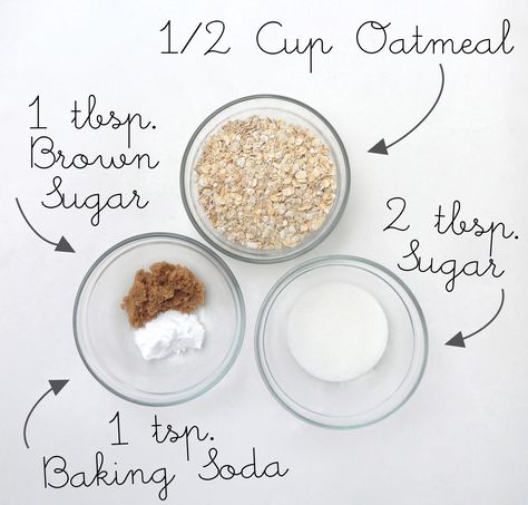 DIY Oatmeal Coconut Cookie Body Scrub. Combine dry materials 1 tbsp brown sugar, 2 tbsp sugar, 1 tbsp baking soda, and a 1/2 cup blended (becomes powder) dry oatmeal. Then add 6 tbsp of liquid coconut oil. Cookie Body Scrub, Oatmeal Scrub, Diy Oatmeal, Coconut Cookie, Liquid Coconut Oil, Oatmeal Coconut Cookies, Baking Soda Face, Body Scrub Recipe, Homemade Scrub