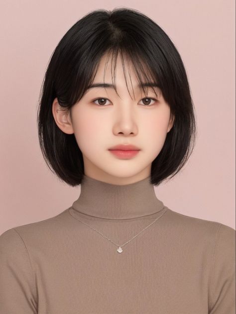 Korean Bob Cut With Bangs, 2x2 Picture, Pretty Hair Cuts, Spider Drawing, Korean Short Hair, Pink Clothing, Unique Looks, Asian Short Hair, Short Layered Haircuts