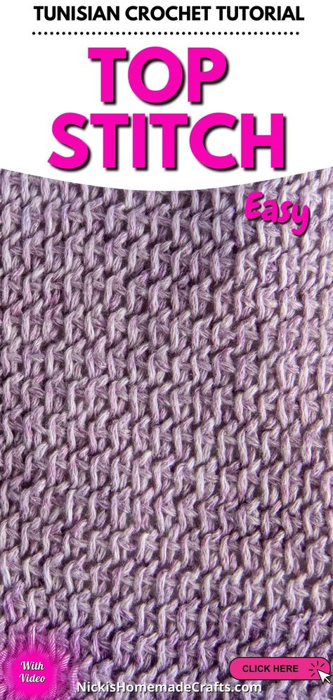 Take your Tunisian crochet skills to the next level with our tutorial for the top stitch! With easy-to-follow video and photo instructions, you’ll be creating beautiful, lacy designs in no time. This stitch adds dimension and texture to any project, and is perfect for creating garments, accessories, and home decor. With this tutorial, you’ll learn how to make the top stitch look advanced while being relatively simple, giving you the confidence to tackle any Tunisian crochet project. Tunisian Crochet Stitches Videos, Tunisian Crochet Tutorial Videos, Ten Stitch Tunisian Crochet Blanket, Cross Stitch On Tunisian Crochet, Tunisian Crochet Lacy Shell Stitch, Tunisian Crochet Hook, Tunisian Crochet Patterns, Tunisian Crochet Stitches, Beginner Crochet Tutorial