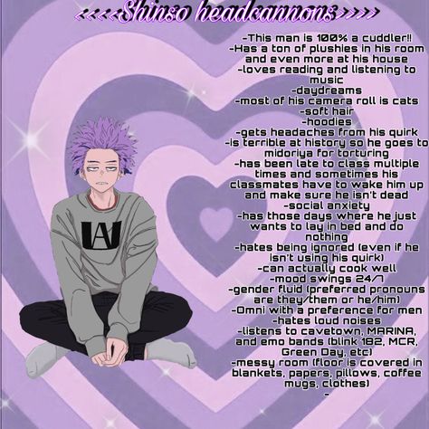 This is made me by on picsart. Shinso Headcannons, Shinso Hitoshi, Shinsou Hitoshi, Head Cannons, Soft Hair, Cutie Pie, Baku, Love Reading, This Man