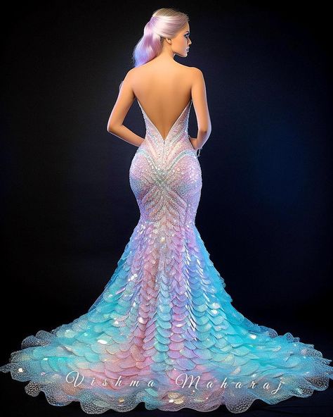 𝕸𝖊𝖗𝖒𝖆𝖎𝖉 𝕮𝖔𝖚𝖙𝖚𝖗𝖊 🧜‍♀️🧜🧜‍♂️ Mermaid fantasies for human couture. Can you even pick a favorite?! #mermaid #couture #couturefashion #designer… | Instagram Fish Gown, Vishma Maharaj, Mermaid Couture, Bride Fashion Illustration, Cocktail Attire For Women, Pageant Costumes, Beauty And Beast, Gown Ideas, Sea Dress