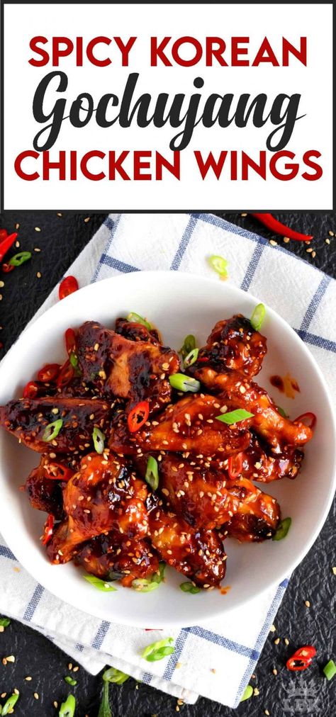 Korean Gochujang Chicken, Gochujang Chicken Wings, Wings Spicy, Spicy Chicken Wings Recipe, Korean Chicken Wings, Gochujang Recipe, Spicy Korean Chicken, Spicy Bbq Sauce, Gochujang Chicken