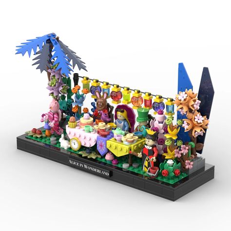 Lego Alice In Wonderland, Disney Lego Ideas, Lego Botanical, Best Lego Sets, Lego Furniture, Lego Disney Princess, Mad Hatters Tea Party, Alice In Wonderland Disney, Classic Disney Movies