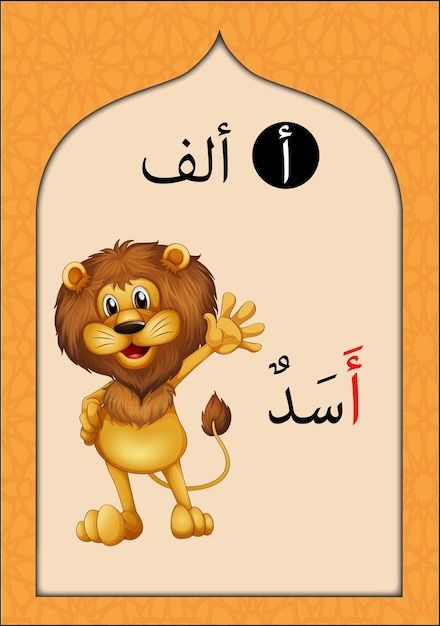 Arabic Letters For Kids, Haiwan Liar, Wallpaper Arabic, Arabic Flashcards, Arabic Wallpaper, Body Parts Preschool Activities, Wallpaper Islamic, Kids Graphic Design, Lion Craft