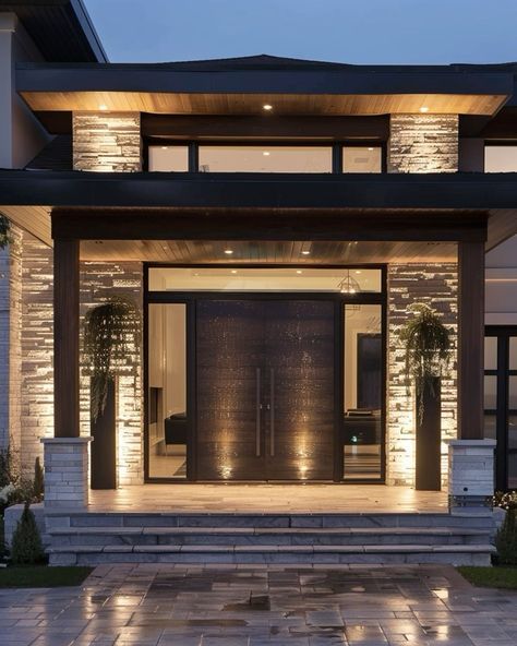 Main Entrance Outdoor Design, Front Door Ideas Modern Entrance, Glass Entrance Doors Modern, Main Entrance House Design, House Main Entrance Ideas, Big Front Doors Modern, House Front Door Design Entrance, Huge Front Door, Front Entrance Ideas Exterior Modern