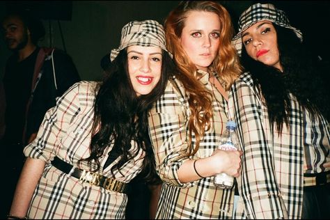 Celebrating UKG style. Rhiannon Barry (left): "This is me in head to toe Burberry at the last Wavey Garms party." More images here: http://www.dazeddigital.com/fashion/article/19438/1/what-we-wore-uk-garage Uk Garage, High Wasted Jeans, Burberry Print, Insta Poses, Garage Style, Fashion Promotion, Night Owls, Fun Pics, Rave Fashion