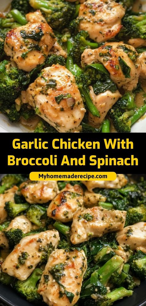 This garlic chicken with broccoli and spinach is flavorful, healthy, and perfect for a quick weeknight meal. Ingredients: 4 chicken breasts 1 cup broccoli florets 1 cup spinach leaves 2 cloves garlic, minced Enjoy this garlic chicken for a nutritious, satisfying dinner Garlic Chicken With Broccoli, Spinach Stuffed Chicken Breast Recipes, Spinach Recipes Healthy, Chicken With Broccoli, Juicy Baked Chicken, Spinach Recipe, Healthy Chicken Breast, Garlic Recipes, Spinach Recipes