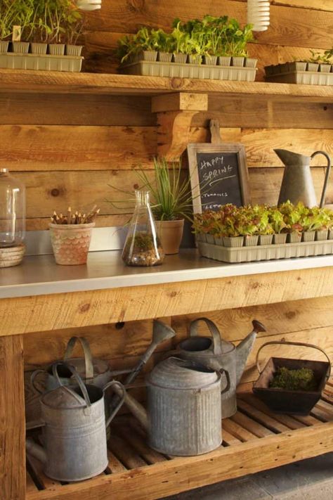 30+ Brilliant And Inspiring Storage Ideas For Your Potting Shed Shed Inspiration, Garden Shed Interiors, Shed Decor, Shed Interior, Shed Organization, Greenhouse Shed, Watering Cans, Smart Garden, Potting Sheds