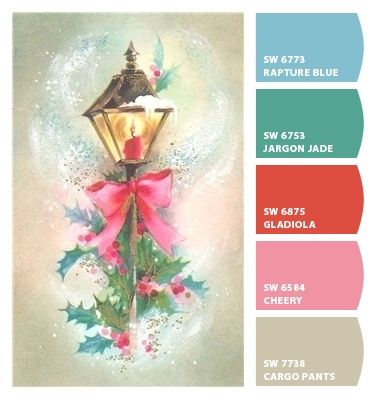 Christmas Palette, Christmas Colour Schemes, Christmas Carolers, Christmas Color Palette, Color Schemes Colour Palettes, Christmas Color, Mid Century Christmas, Antique Christmas, Color Inspo