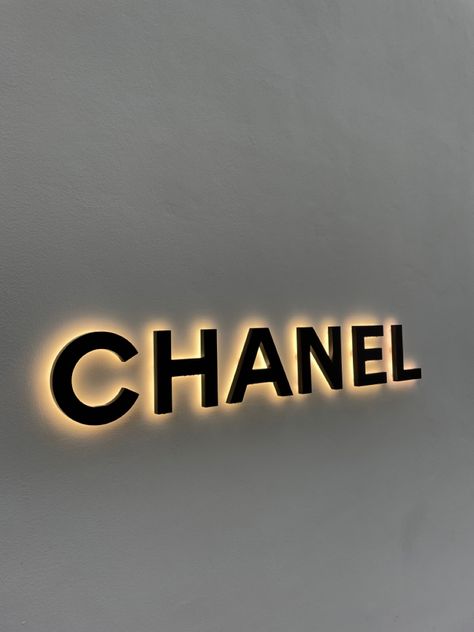 Logo Design For Gold Shop, Chanel Sign, Angel Wings Decor, Accent Wall Designs, Fashion Illustration Collage, Backlit Signs, Led Logo, Exterior Signage, Neon Logo