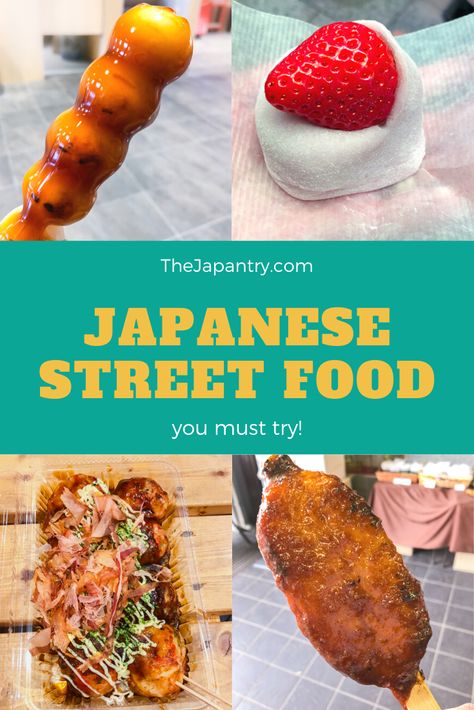 Here is the list of traditional, uniquely Japanese street food you must try. Put these on your checklist for next time you visit Japan! #Japan #Japanesefood #Japantraveltips #japantravel #streetfood Japanese Street Foods, Japan Food Desserts, Japanese Thanksgiving, Traditional Japanese Food, Japanese Street Food Recipes, Japan Street Food, Street Food Recipes, Japenese Food, Tokyo Trip