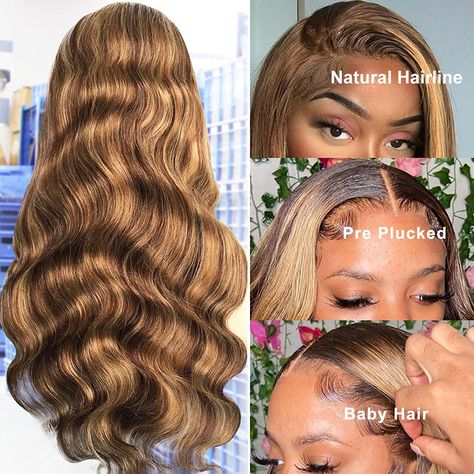 Body Wave Lace Front Wigs, Blond Ombre, Human Lace Wigs, Brazilian Body Wave Hair, Hair For Black Women, Human Hair Wigs Blonde, Honey Blonde Highlights, Lace Front Wigs Human Hair, Wigs Human Hair