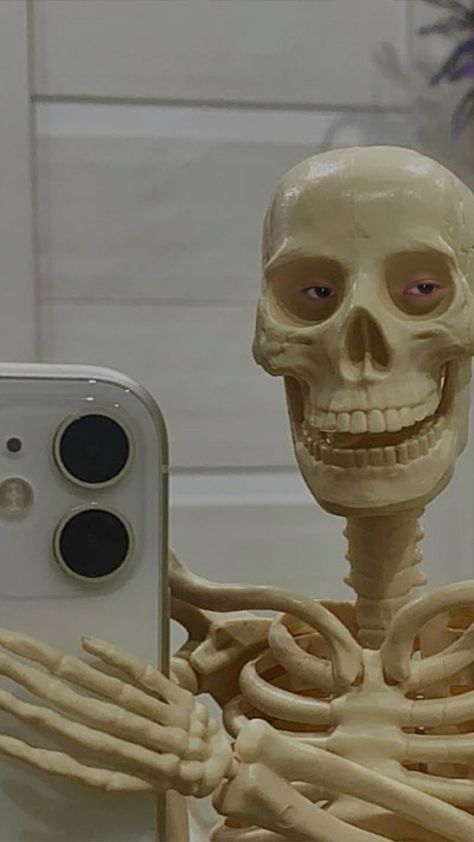 Skeleton Profile Pictures Aesthetic, Skeleton Dp, Skeleton On Phone, Skeleton Profile Pictures, Picture Of A Skeleton, Skeleton Selfie, Halloween Home Decor Indoor, Facepalm Meme, Skeleton Pfp