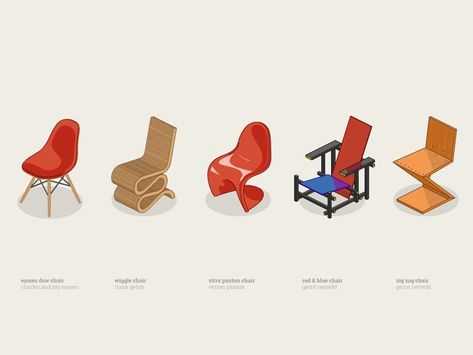 iconic chairs | anil yanik #telkraft Furniture Animation, Bauhaus Chairs, Interior Animation, Isometric Interior, Famous Chair, Iconic Furniture Design, Chair Drawing, Animation Inspiration, Iconic Chairs