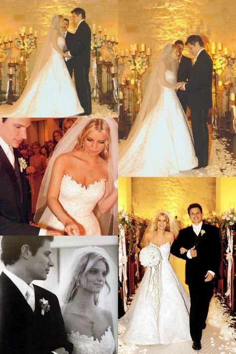 the prettiest wedding I've ever seen Newlyweds Nick And Jessica, Jessica Simpson Wedding Dress, Jessica Simpson Nick Lachey, Jessica Simpson Wedding, Mexico Wedding Dress, Nick And Jessica, Nick Lachey, Celebrity Wedding Photos, Wedding Dresses Vera Wang