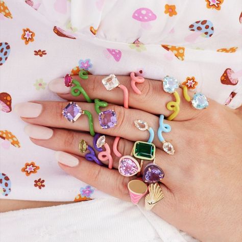 Bea Bongiasca Ring, Italian Jewelry Designers, Bea Bongiasca, Rainbow Ring, Vine Ring, Alison Lou, Precious Stones Rings, Rainbow Rings, Italian Jewelry