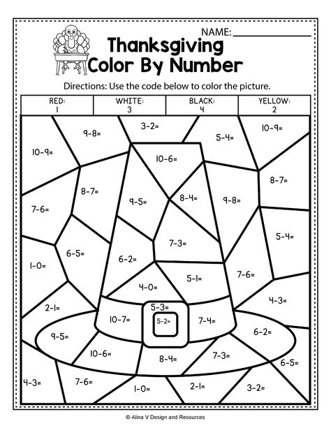 Thanksgiving Color By Number, Thanksgiving Math Worksheets, Number Worksheet, Subtraction Kindergarten, Math Coloring Worksheets, Kindergarten Addition Worksheets, Thanksgiving Worksheets, Addition Kindergarten, Blends Worksheets