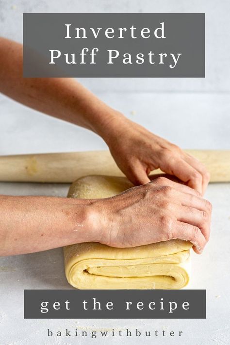 hands folding dough Yeast Puff Pastry Recipes, Home Made Puff Pastry, Homemade Pastry, Homemade Pastries, Baking Recipe, Puff Pastry Recipes, Sweet Pie, Baking Project, Elegant Cakes