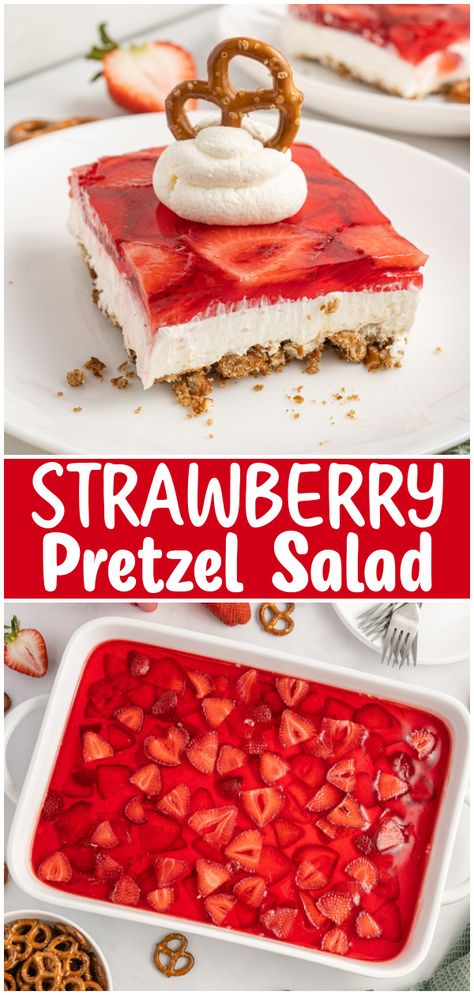 Dessert Lasagna, Salty Desserts, Mouthwatering Desserts, Jello Salads, Best Summer Desserts, Strawberry Pretzel Salad, Strawberry Pretzel, Pretzel Salad, Pretzel Crust