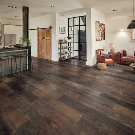 Dark Brown Floor, Karndean Flooring, Barn Siding, Lvp Flooring, Hardwood Floors Dark, Walnut Floors, Rustic Flooring, Lvt Flooring, Brown Floors