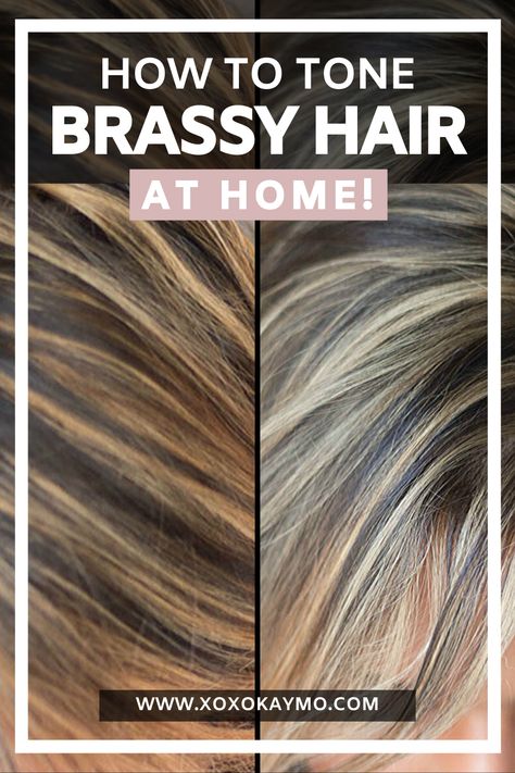 How To Take The Brassiness Out Of Hair, Brassy Hair To Ash Blonde, Tone Hair Color, Hair Color For Brassy Hair, Brassy Blonde To Cool Blonde, Toner For Blonde Highlights, Best Diy Blonde Hair Color At Home, Toning Balayage Hair, From Brassy To Ashy Blonde