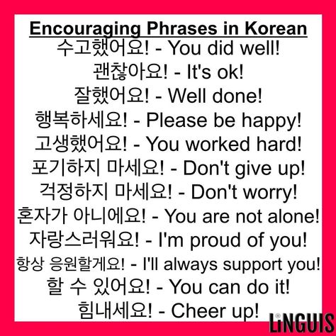 Dosirak Korean, Phrases In Korean, Korean Verbs, Learning Korean Grammar, Korean Tips, Encouraging Phrases, Learn Korean Alphabet, One Word Instagram Captions, Easy Korean Words