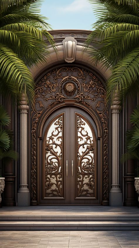 Wallpaper background Grand Front Door Entrance, Grand Front Door, School Gates, Main Door Design Photos, Door Design Photos, Iron Entry Doors, House Interior Design Styles, Background Studio, Mosque Art