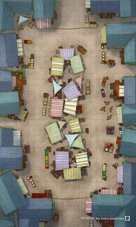 Battlemaps Dnd City, Festival Battlemap, How To Make A Dnd Map, City Square Battlemap, Dnd 5e Battlemaps, Dnd Marketplace, Dnd City Ideas, Dnd Festival Map, Dnd Market Map